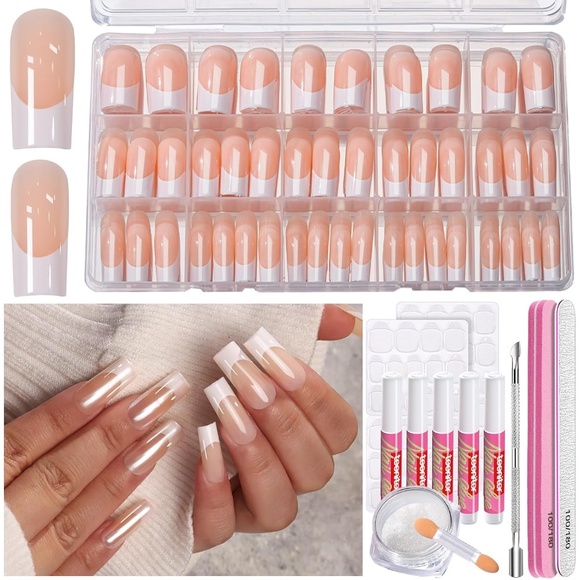 Other - 240 French Tip Long Square Press on Nails Set